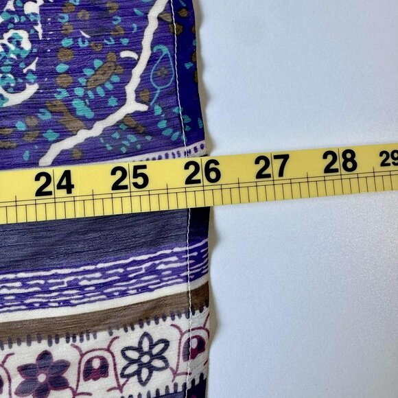 Black Poppy Boho Sheer Peasant Blouse | Small | Purple Multicolor Print - Picture 6 of 6